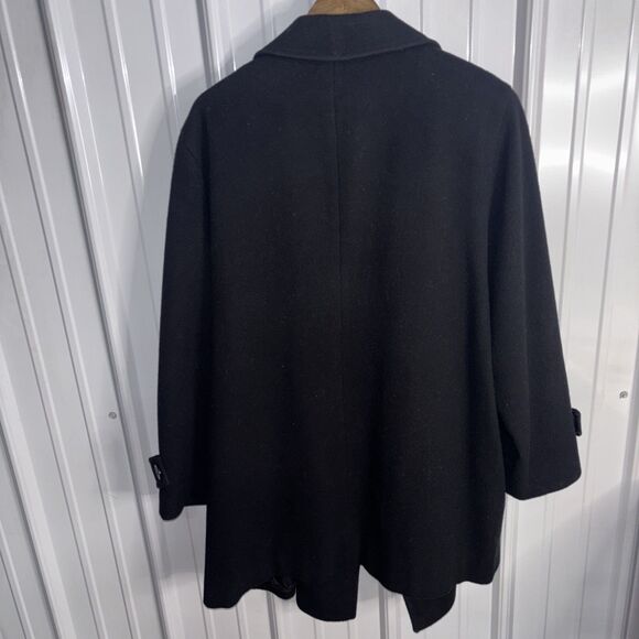 Herman Kay Woman Size 24 100% Wool Black Double Breasted Pea Coat - Picture 3 of 7